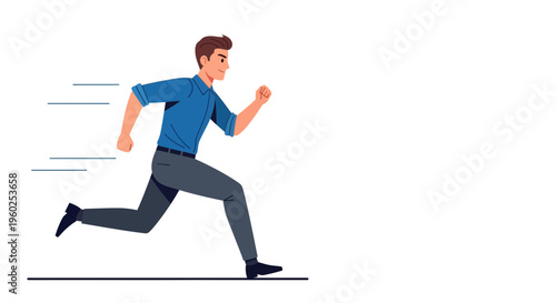Dynamic Man Sprinting Forward In A Modern Business Style