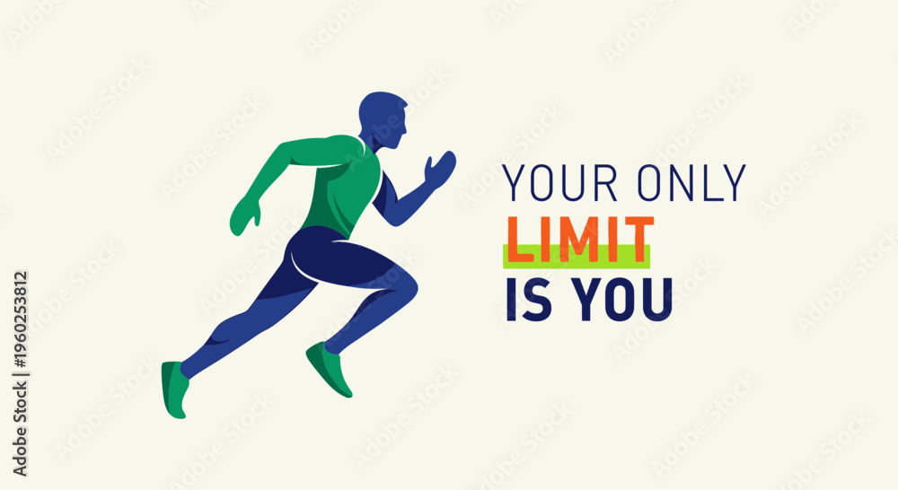 Fototapeta premium Dynamic Runner Silhouette Motivational Graphic Your Limit Is You