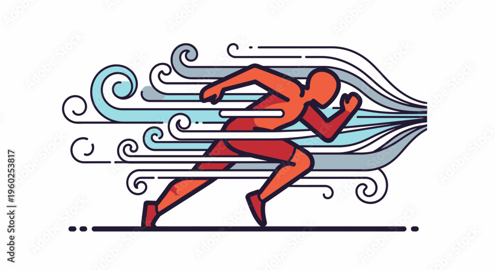 Fototapeta premium Dynamic Runner Pushing Limits With Gusty Wind Streaks