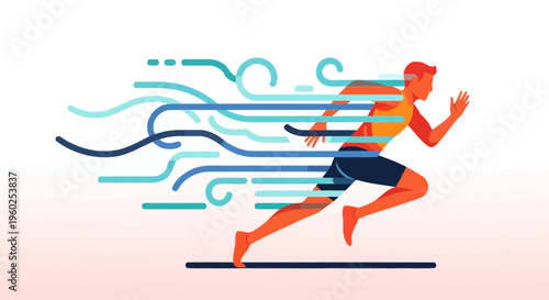 Dynamic Runner Speed Motion Abstract Lines Energetic Momentum Graphic