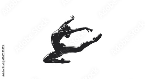 Dynamic Silhouette Of A Dancer In Mid Leap Graceful Ballet Pose
