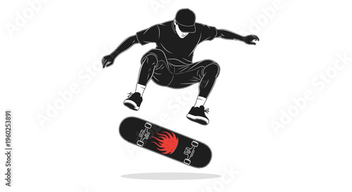 Dynamic Skateboarder Performing A Mid Air Trick With Style