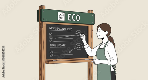 Eco Awareness Woman Presenting Environmental Updates On Chalkboard