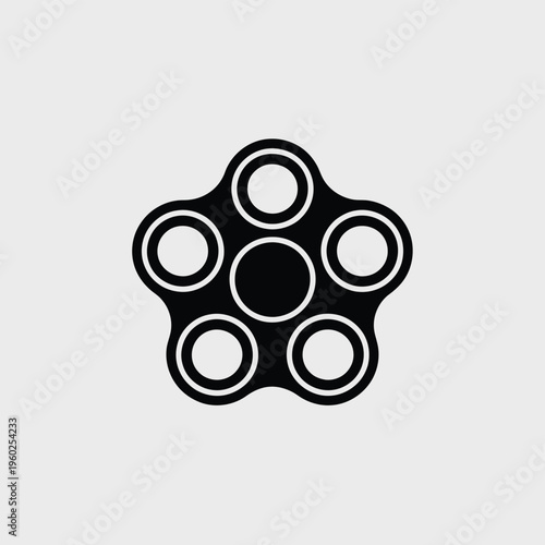 Black and white illustration of a fidget spinner on a gray background