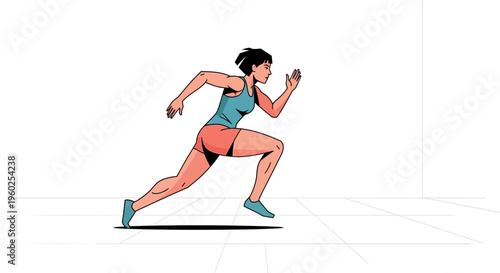 Dynamic Woman Sprinting In Competition With Speed and Determination