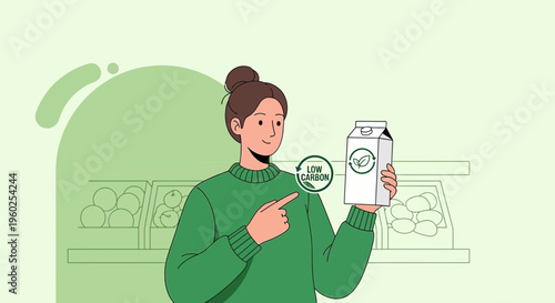 Eco Conscious Shopper Choosing Sustainable Low Carbon Product