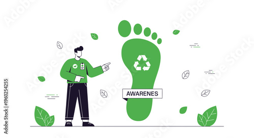 Eco Footprint Awareness Symbolizing Sustainability And Green Living Choices