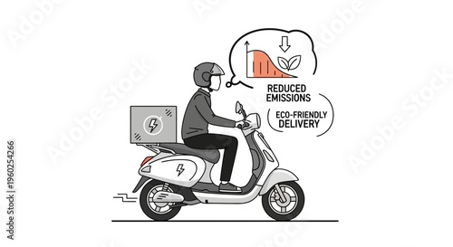 Eco Friendly Electric Scooter Delivery Service Reduced Emissions Concept