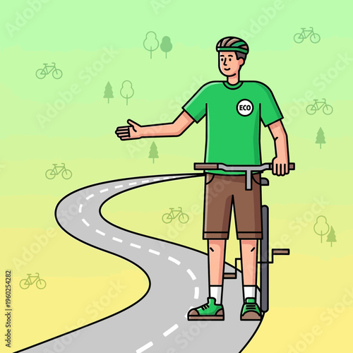Eco Friendly Cycling Journey Invitation On Winding Path