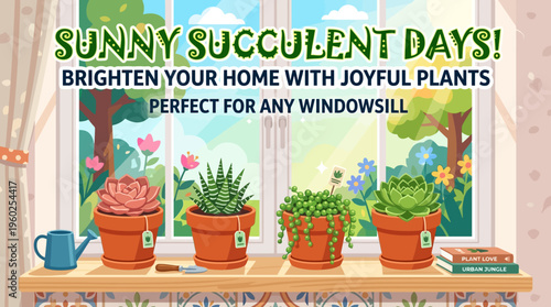 Sunny Succulent Days Window Sill Garden