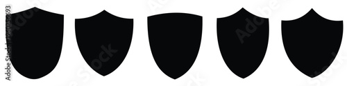 Black line shield icon set in vintage style. Protect shield security icons. set of shields.