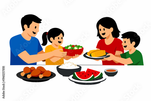 Passover Family Sharing Festive Foods Together