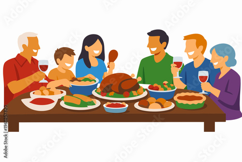 Passover Feast Scene with Family and Friends