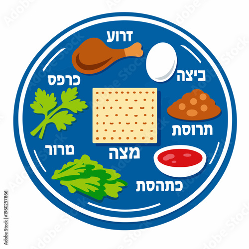 Passover Decorative Plate with Hebrew Symbols