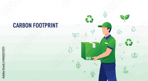 Eco-Friendly Delivery Driver Reducing Carbon Footprint With Green Package