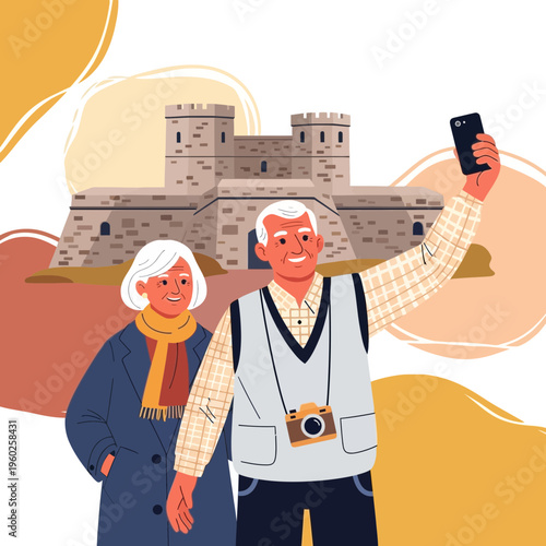 Elderly Couple Captures Cherished Memory At Historic Castle