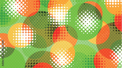 Colorful Abstract Circles With Halftone Dot Pattern Background