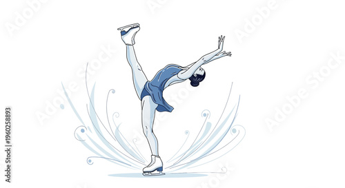 Elegant Figure Skater Performing A Graceful Spiral On Ice