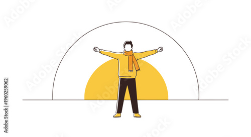 Embracing The Day With Open Arms And Winter Warmth