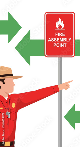 Emergency Evacuation Guidance Fire Assembly Point Signage