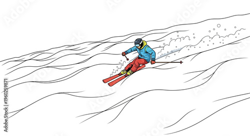 Energetic Skier Carving Down A Snowy Slope