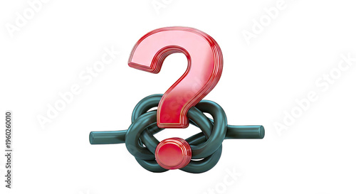 Red Question Mark Tied in Knot