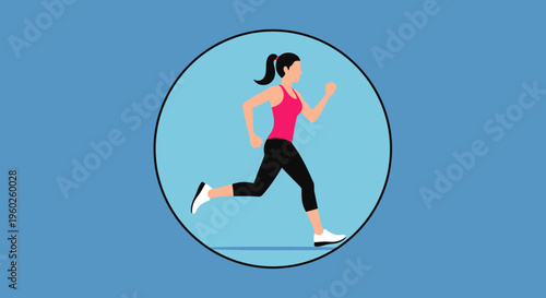 Energetic Woman Running In Circle Motion Graphic Icon Fitness Lifestyle