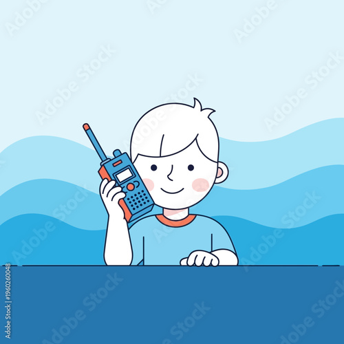 Engaged Child Communicating Through Portable Radio Device