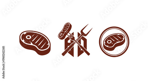 Steak Icons: Raw, Grilled, and Emblematic - BBQ and Grilling Concept