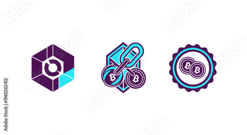 Crypto Icons: Bitcoin, Blockchain, and Digital Currency Symbols