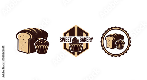 Bakery Logo Collection: Bread, Cupcakes, and Emblem Designs