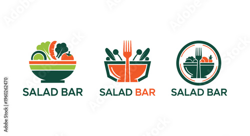 Salad Bar Logo Designs: Healthy Food Icons for Restaurants and Cafes