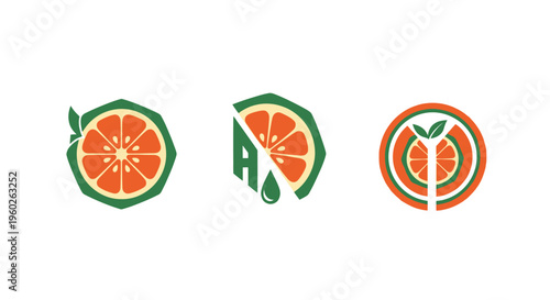 Orange Citrus Fruit Slice Logo Designs - Fresh Juice Branding