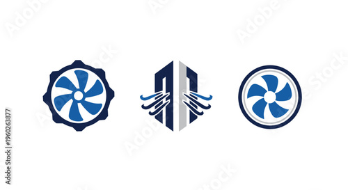 Cooling Fan and Airflow Vector Icons