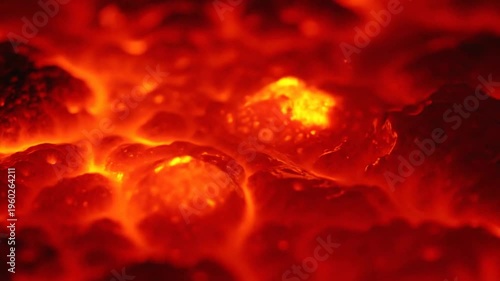 Molten lava flowing on surface.