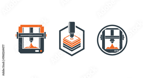 3D Printer Icons: Technology, Innovation, and Manufacturing Symbols