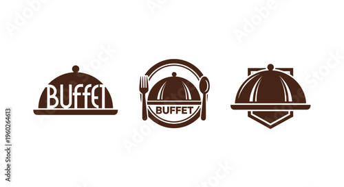 Buffet Restaurant Logo Icons Set - Food Service Emblem Collection