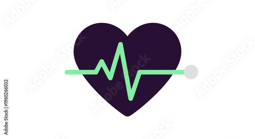 Heart with Electrocardiogram Line Symbol.
