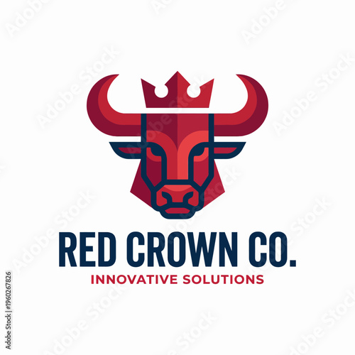 This strong bull logo adorned with a crown symbolizes power and innovation, making it suitable for a company that emphasizes strength in providing solutions.