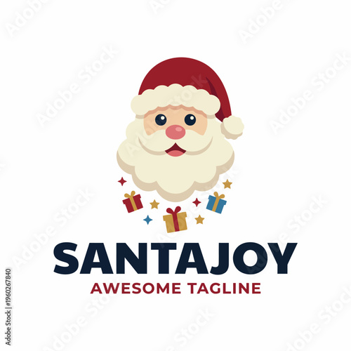A cheerful logo featuring Santa Claus, designed with a festive touch, reflecting the joy and excitement of the holiday season and making it perfect for Christmas-themed branding.
