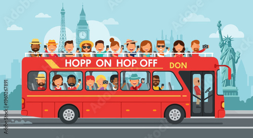 Enjoying Iconic Landmarks On An Exciting Open Top Bus Tour Adventure