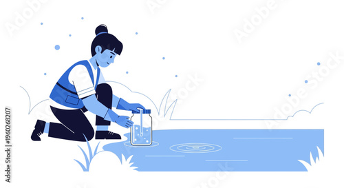 Environmental Scientist Conducting Water Quality Testing And Sampling