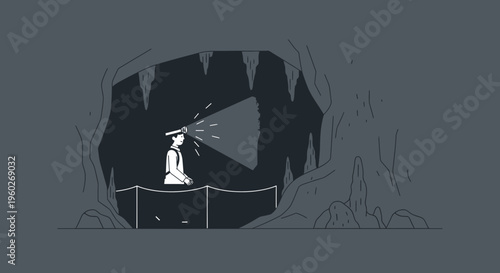 Explorer Discovering Hidden Depths Within A Mysterious Cave