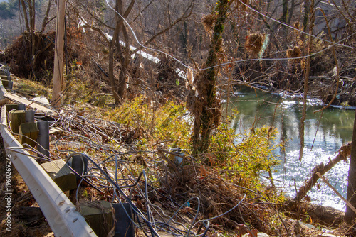 Devastated River Bank After Hurricane Helene