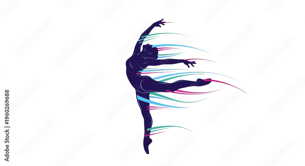 Obraz premium Expressive Silhouette Dancer With Abstract Streaks Of Color