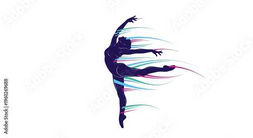 Expressive Silhouette Dancer With Abstract Streaks Of Color