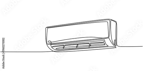 Continuous one line drawing of indoor Air Conditioner. Air conditioner one line art vector illustration