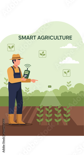 Farmer Utilizes Smart Technology In Sustainable Agricultural Field