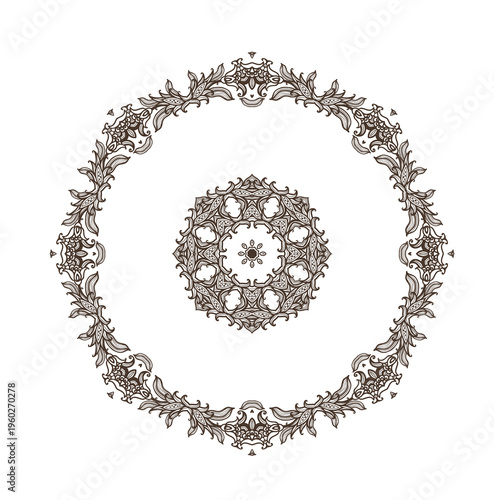 Decorative element, ornamental rosettes, mandala