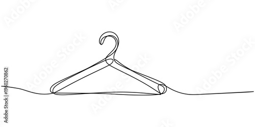Clothes hangers continuous one line art drawing of minimalist style outline art on white background vector illustration, Clothes Hanger Continuous Line Icon, hanger icon continuous line drawing.